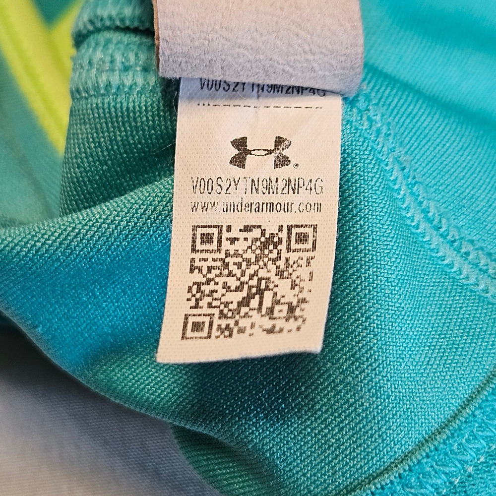 Under Armour Sports Bra Womens 1X Teal Tropical HeatGear Compression Racerback - Picture 7 of 8